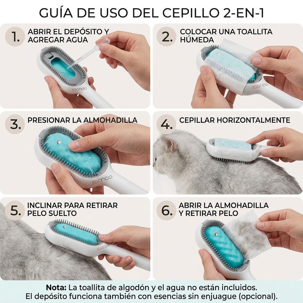 Cepillo Quitapelos 2 en 1 con Masaje para Mascotas